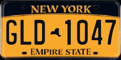 NY license plate GLD1047