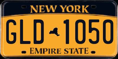 NY license plate GLD1050
