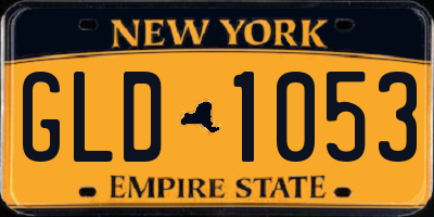 NY license plate GLD1053