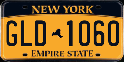 NY license plate GLD1060