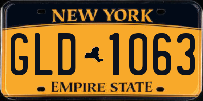NY license plate GLD1063