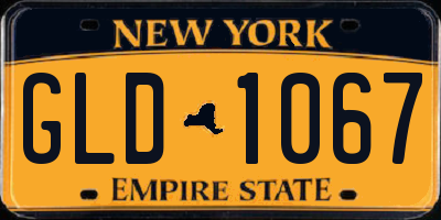 NY license plate GLD1067