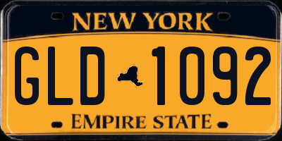 NY license plate GLD1092