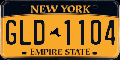 NY license plate GLD1104