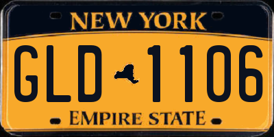 NY license plate GLD1106