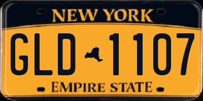 NY license plate GLD1107
