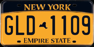 NY license plate GLD1109