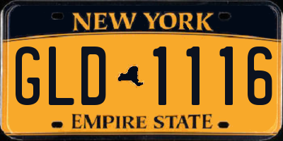 NY license plate GLD1116