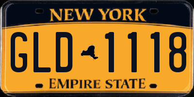 NY license plate GLD1118