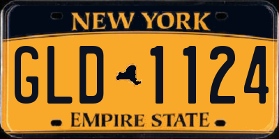 NY license plate GLD1124