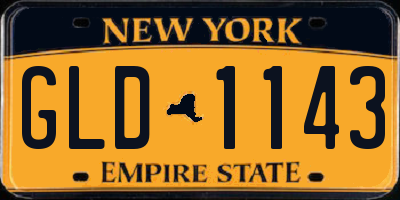 NY license plate GLD1143