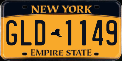 NY license plate GLD1149