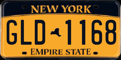 NY license plate GLD1168