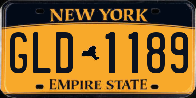 NY license plate GLD1189