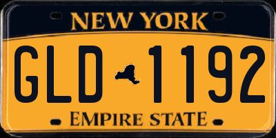 NY license plate GLD1192