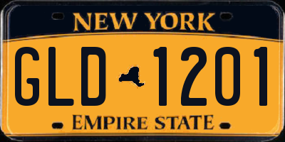 NY license plate GLD1201