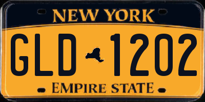 NY license plate GLD1202
