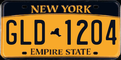 NY license plate GLD1204