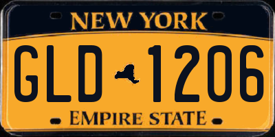 NY license plate GLD1206