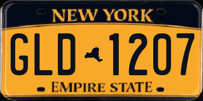 NY license plate GLD1207