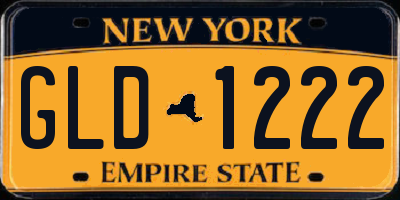 NY license plate GLD1222