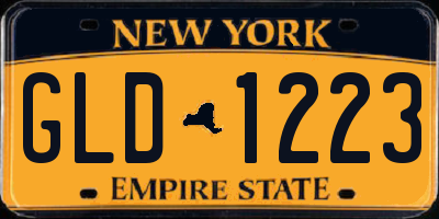NY license plate GLD1223