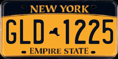 NY license plate GLD1225