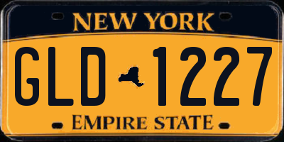 NY license plate GLD1227
