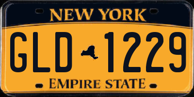 NY license plate GLD1229