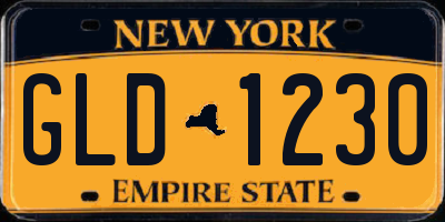 NY license plate GLD1230