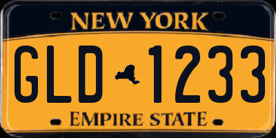 NY license plate GLD1233