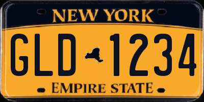 NY license plate GLD1234