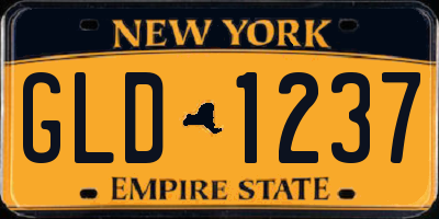 NY license plate GLD1237