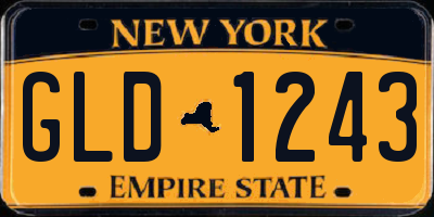 NY license plate GLD1243