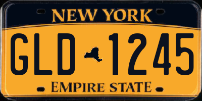 NY license plate GLD1245