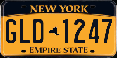 NY license plate GLD1247