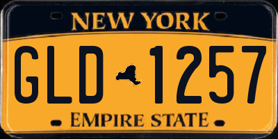 NY license plate GLD1257