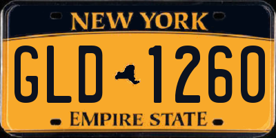 NY license plate GLD1260