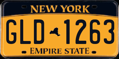 NY license plate GLD1263