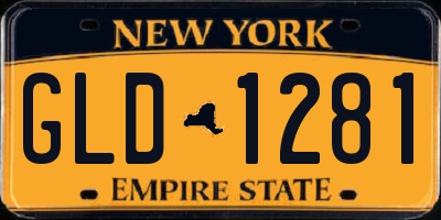 NY license plate GLD1281