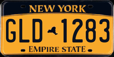 NY license plate GLD1283