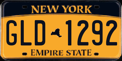 NY license plate GLD1292