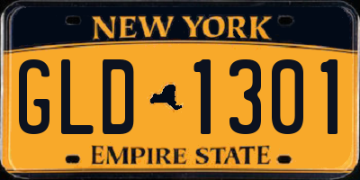 NY license plate GLD1301