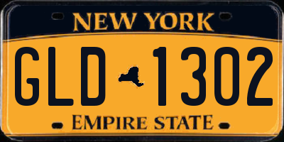 NY license plate GLD1302