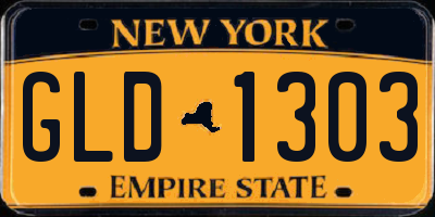 NY license plate GLD1303