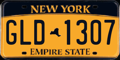 NY license plate GLD1307