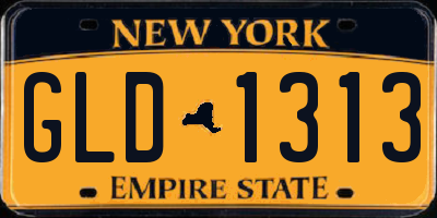 NY license plate GLD1313