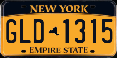 NY license plate GLD1315