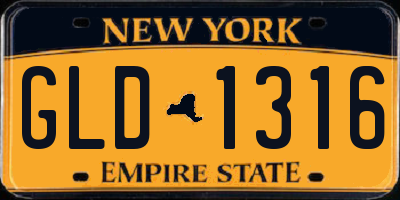 NY license plate GLD1316
