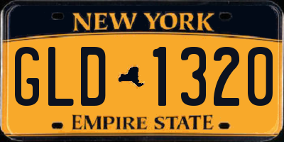 NY license plate GLD1320